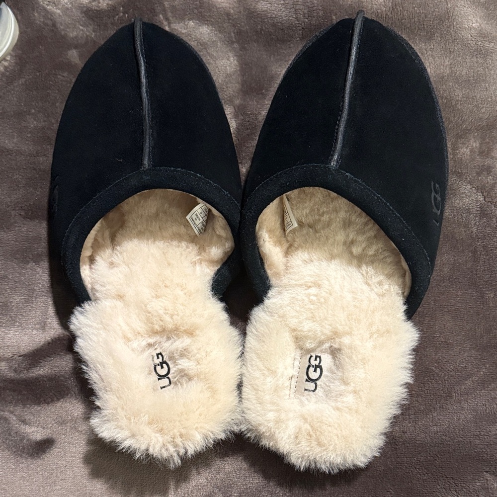 UGG Black New— Men Slippers with Cream Fur